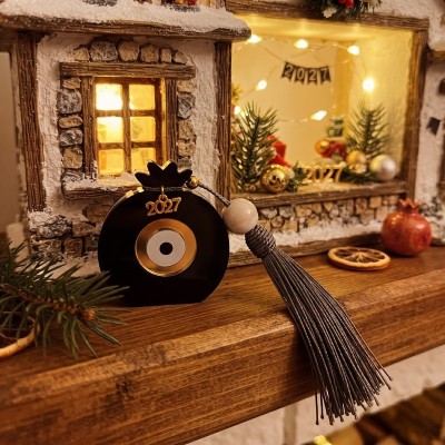 Μαύρο Διακοσμητικό Γούρι Ρόδι με Μάτι Plexiglass – GREKAS JEWELRY