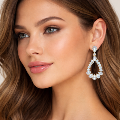 Γυναικεία κρεμαστά σκουλαρίκια GREKAS JEWELRY με κρυστάλλινες πέτρες