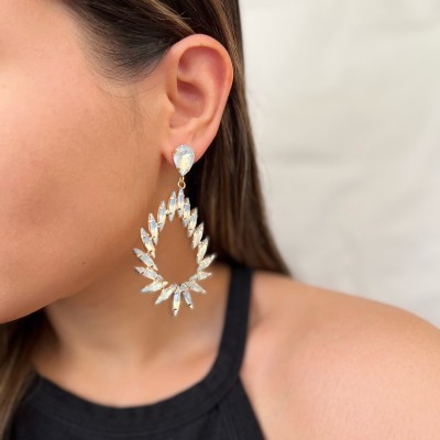 Γυναικεία Κρεμαστά σκουλαρίκια GREKAS JEWELRY με Οπαλ κρυστάλλινες πέτρες