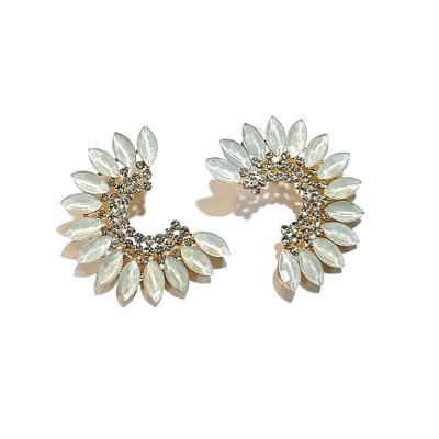 Γυναικεία Κρεμαστά σκουλαρίκια GREKAS JEWELRY- επίχρυσα με Οπαλ κρυστάλλινες πέτρες