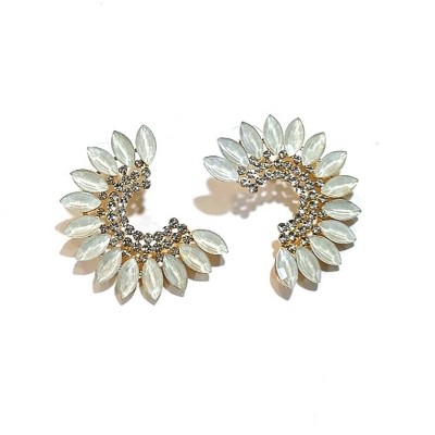 Γυναικεία Κρεμαστά σκουλαρίκια GREKAS JEWELRY- επίχρυσα με Οπαλ κρυστάλλινες πέτρες