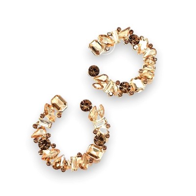 Γυναικεία σκουλαρίκια Κρίκοι GREKAS JEWELRY με κρυστάλλινες πέτρες
