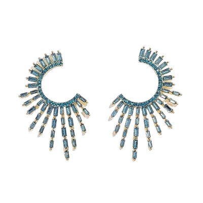 Γυναικεία Κρεμαστά σκουλαρίκια GREKAS JEWELRY με Πετρόλ κρυστάλλινες παγέτες