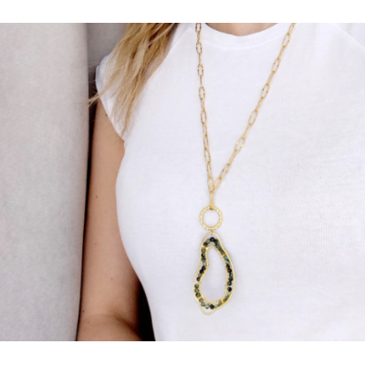Catherine Bijoux Κολιέ Art and gems pendant Πράσινο