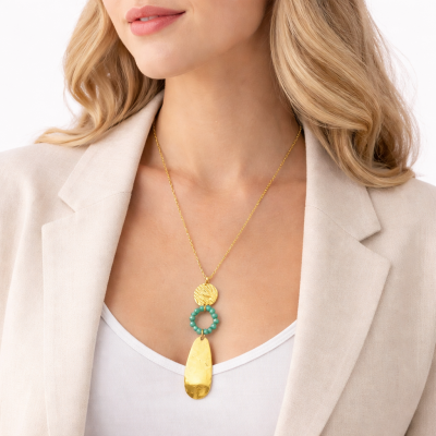 Catherine Bijoux Κολιέ Colorful beads pendant Τυρκουάζ