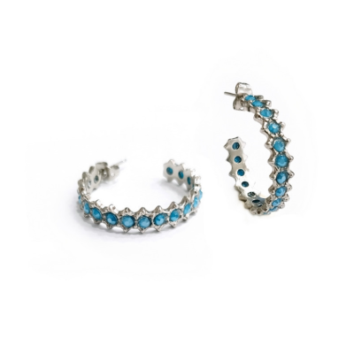 Catherine Bijoux Γυναικεία Σκουλαρίκια Crystal’s dance delicate hoops Ασημί