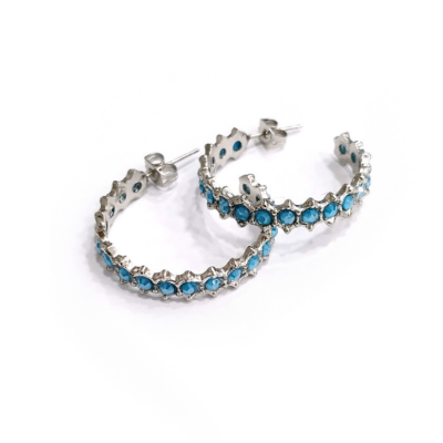 Catherine Bijoux Γυναικεία Σκουλαρίκια Crystal’s dance delicate hoops Ασημί