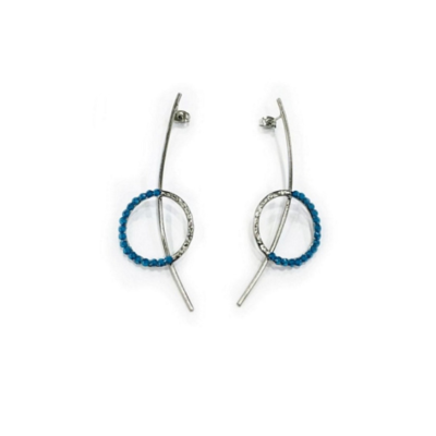 Γυναικεία Σκουλαρίκια Metal lines with colours earrings Σιέλ