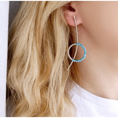 Γυναικεία Σκουλαρίκια Metal lines with colours earrings Σιέλ