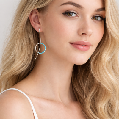 Γυναικεία Σκουλαρίκια Metal lines with colours earrings Σιέλ