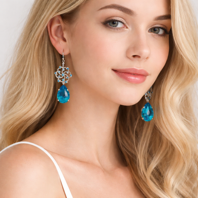 Γυναικεία Σκουλαρίκια Elegant rose crystal earrings Σιέλ