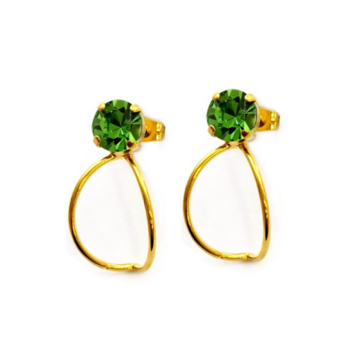 CATHERINE BIJOUX Magnificent crystal flower petal earrings Πράσινο