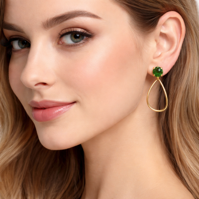 CATHERINE BIJOUX Magnificent crystal flower petal earrings Πράσινο