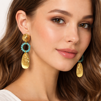 Γυναικεία Σκουλαρίκια  Colorful beads earrings Τυρκουάζ