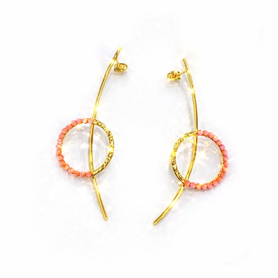 Γυναικεία Σκουλαρίκια  Metal lines with colours earrings Ροζ