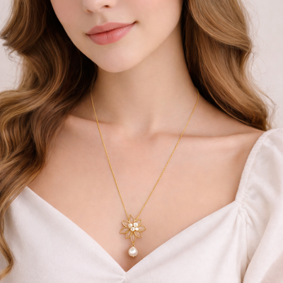 Γυναικείο Κολιέ  cloud of pearls necklace Χρυσό