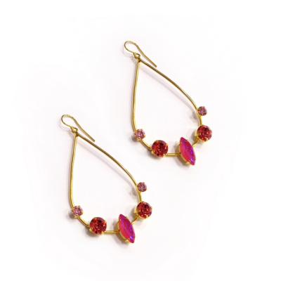 Γυναικεία Σκουλαρίκια  Fantasy and crystals drop earrings Φούξια