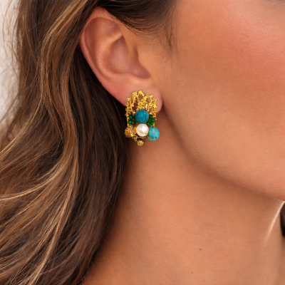 Γυναικεία Σκουλαρίκια  Summer coral small earrings Τυρκουάζ