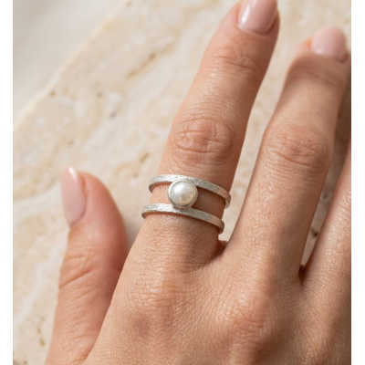 Γυναικείο Δαχτυλίδι  Minimal pearl ring Ασημί