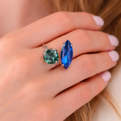 Γυναικείο Δαχτυλίδι  Fantasy and full of crystals ring Μπλε