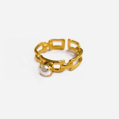 Γυναικείο Δαχτυλίδι  Chain pearl ring Χρυσό