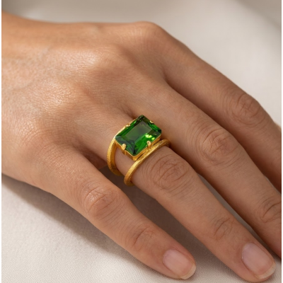Γυναικείο Δαχτυλίδι  Shining power crystal small ring Πράσινο