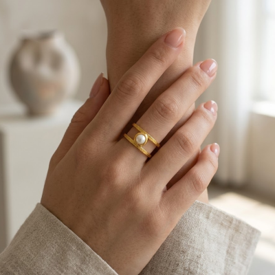 Γυναικείο Δαχτυλίδι  Minimal pearl ring Χρυσό