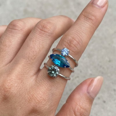 Γυναικείο Δαχτυλίδι  Full of colorful crystals ring Μπλε