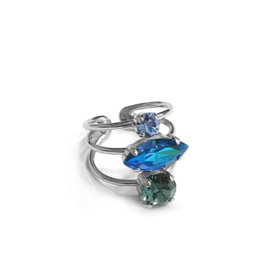 Γυναικείο Δαχτυλίδι  Full of colorful crystals ring Μπλε