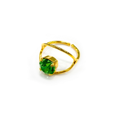 Γυναικείο Δαχτυλίδι  Magnificent crystal flower petal ring Πράσινο