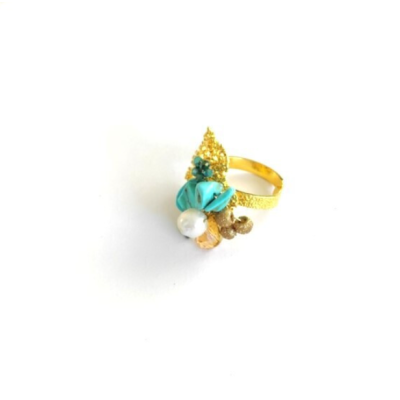 Γυναικείο Δαχτυλίδι  Summer coral ring Τυρκουάζ