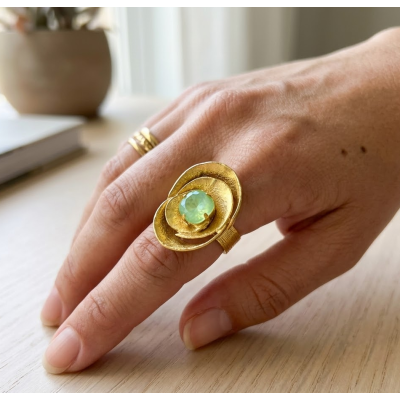 Γυναικείο Δαχτυλίδι  Abstract shell crystal ring Ανοιχτό Πράσινο