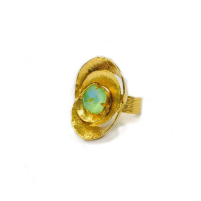 Γυναικείο Δαχτυλίδι  Abstract shell crystal ring Ανοιχτό Πράσινο