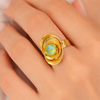 Γυναικείο Δαχτυλίδι  Abstract shell crystal ring Ανοιχτό Πράσινο