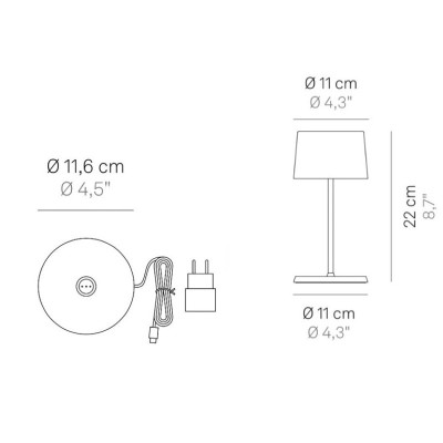 Zafferano  Olivia Mini Επιτραπέζιo Φωτιστικό LED σε Λευκή απόχρωση